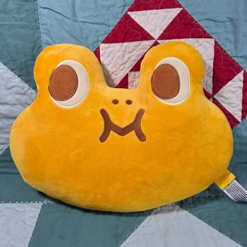 Sally Makes Everything Yellow Plush Frog Shaped Head Pillow Yellow 14" Soft
